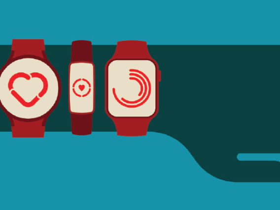 illustration of a hand wearing different smart watches