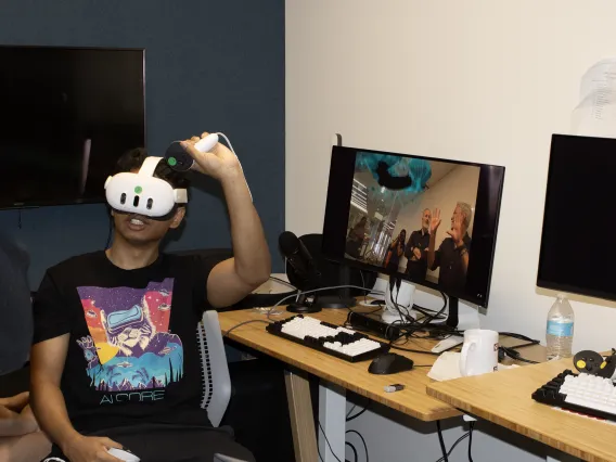 AI Core intern demonstrates 3D brain scans created by the scientific external reality summer internship team using Unreal Engine 5.