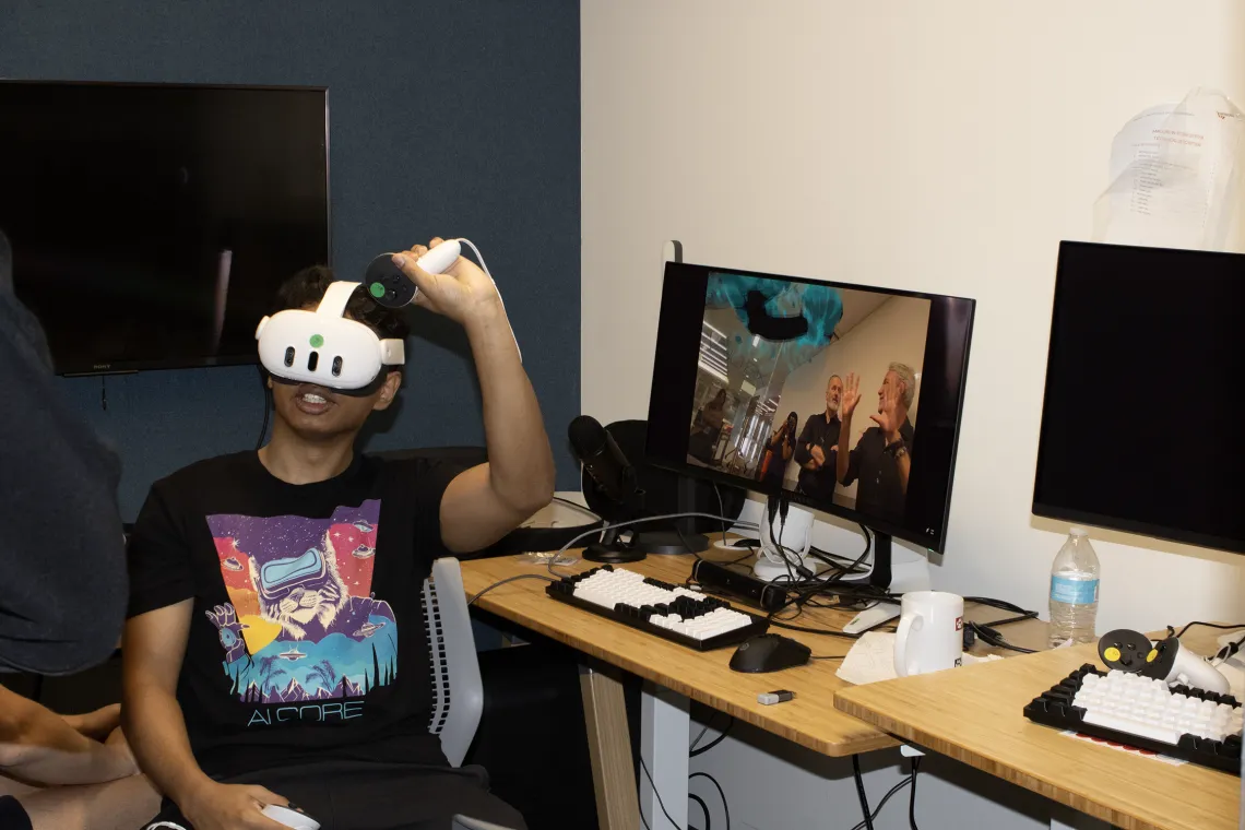 AI Core intern demonstrates 3D brain scans created by the scientific external reality summer internship team using Unreal Engine 5.